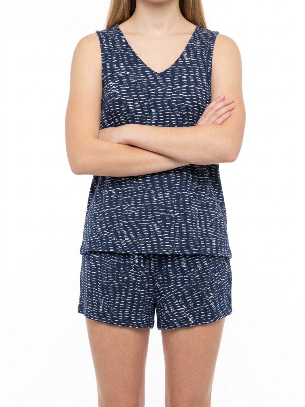 NWOT Donna Karan Sleepwear XL Sleeveless Blue/Black Top and Shorts